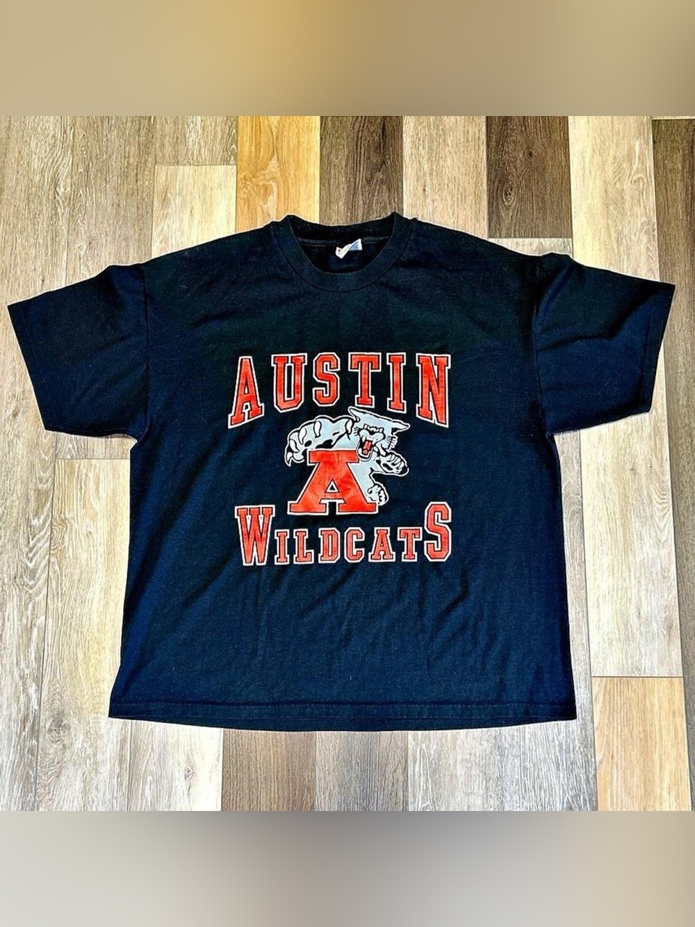 Hanes Black Kids' Austin Wildcats Graphic Tee with Red & White Logo